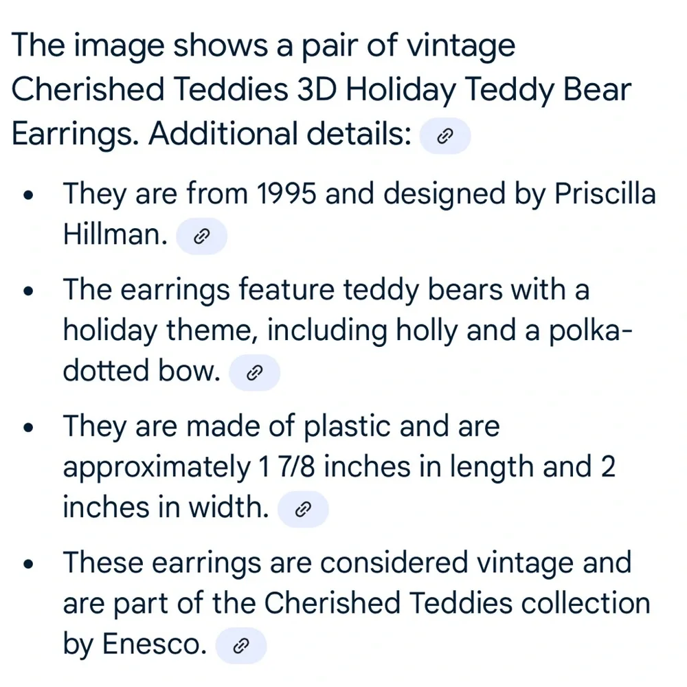 Vintage Cherished Teddies Earrings 1995